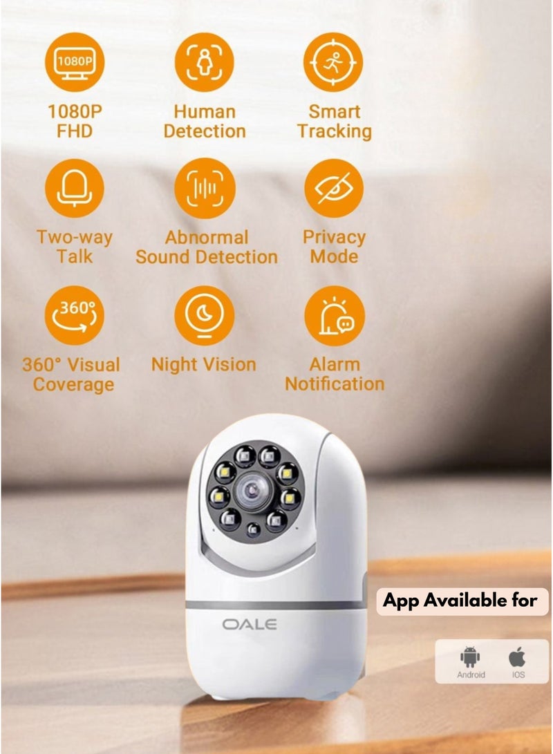 Oale iHome 05 Smart Wireless Security Camera | Full HD 1080P, 355° Pan View, Two-Way Audio, Day & Night Vision, Human Detection, TF Card Support up to 128GB, Multi-User Access - Image 5